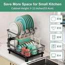 MOUKABAL Dish Drying Rack, 2 Tier Dish Rack, Large Dish Racks for Kitchen Counter, Dish Drainer with Removable Utensil Holder, Drainboard (Grey) by CozyNest Decor