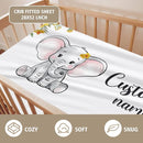 Custom Name Crib Bedding Set - Elephant Pattern, Personalized Yellow Floral Nursery Bedding 3-Piece Set– Soft Blanket, Fitted Sheet, Changing Pad Cover – for Newborns Girls Nursery Gifts by TinyTreasures Baby Boutique