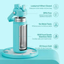 Insulated Water Bottle with Straw Stainless Steel Water Bottle, Leak-Proof, BPA-Free, Double Wall Vacuum Keeps Cold for 24 Hours for Sports, Travel, School (18 oz, Aquamarine Blue) by CozyNest Decor