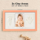 Baby Hand and Footprint Kit - Clay Handprint Keepsake Frame, Newborn Nursery Picture Frame, Personalized New Mom Gifts for Baby Shower & Registry (Salmon) by TinyTreasures Baby Boutique
