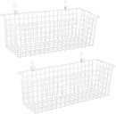 2 Sets Extra Large Hanging Wall Basket, White Metal Wire Baskets with Steel Hooks for Organizing, WallmountedFruit Vegetable Toy Snack Storage, Home Kitchen Bathroom Laundry Pantry Organizer by GreenHaven Gardens