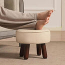 13in Small Foot Stool Ottoman, Round Faux Leather Foot Rest for Couch, Under Desk Pouf Footstool Footrest with Non-Skid Rubber Legs for Ling Room, Bedroom, 13''L x 13''W x 10.2''H, Beige by CozyNest Decor