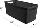 Curver Set of 8 Jute Slim Decorative Plastic Organization and Storage Baskets, Perfect Bins for Home Office, Closet Shelves, Kitchen Pantry and All Bedroom Essentials, Black by TinyTreasures Baby Boutique