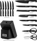 McCook® Knife Sets,German Stainless Steel Knife Block Sets with Built-in Sharpener, Black by CozyNest Decor