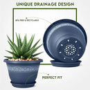 10 Inch Plant Pots with Drainage Hole - Lightweight Flower Pots for Herbs and Flowers - Home Decor Plastic Planters for Indoor Outdoor Plants- Pack of 4 (Blue, 10 inch) by GreenHaven Gardens