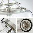 WUZUPS Chandelier Rustic Farmhouse Industrial Round Semi-flushmount Ceiling LED Light Fixture with Clear Glass Shades for Bathroom Kitchen Foyer Entryway, H 11.8" x W 13.4", E26 Base, Brushed Nickel by CozyNest Decor