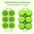 6x3oz Baby Food Freezer Tray with Clip on Lid Bright Green | Leakproof Freezer Molds Silicone Storage Container for Purees Fruits Vegetables by TinyTreasures Baby Boutique
