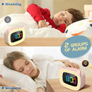 Cute Cat Ear Alarm Clock with RGB 7 Color Night Light & 18 Ringtones,Rechargeable Clock for Kids Bedroom,LED Colorful Digital Display,Bedside Clock for Boys,Girls Birthday Presents(Pink) by TinyTreasures Baby Boutique