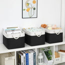 Bidtakay Black Storage Baskets for Shelves [3-pack] Collapsible Organizer Baskets for Laundry Storage 15 X 11 X 9.5 Inches Dog Toy Bins Fabric Storage Bins for Bedroom Home Storage by TinyTreasures Baby Boutique