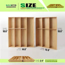 V-Shaped Extra Large Bamboo Drawer Organizer Set of 2, Kitchen Cutlery Tray Utensil Plate, Flatware&Silverware Storage Box, Wood Organizer for Bedroom, Living Room (19.6"x14.6" & 19.6"x12.4") by CozyNest Decor