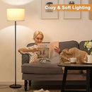 Ambimall Modern Standing Floor Lamp for Living Room & Bedroom with 3 Color Temperatures Bulb & Pull Chain Switch, 60" Tall with Beige Shade & Black Pole by CozyNest Decor
