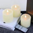 Flameless Candles Battery Operated with Remote Timer, 3D Moving Flame Flickering, Last 600+ Hours Battery Candles, Set of 3 Ivory Real Wax Electric LED Candle, 3" x 3" by CozyNest Decor