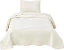 MarCielo 3-Piece 100% Cotton Oversized Bedspread Lightweight Quilt Coverlet Embroidery Farmhouse Bedding Set T0 (Bright White, Twin (68"x86")) by CozyNest Decor