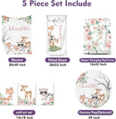 Personalized Nursery Crib Bedding Set: Custom Name 5 Piece Baby Crib Sets with Cute Sika Deer & Fox Pattern - Toddler Double Layer Blanket Set, Comfortable Crib Bed Sheets for Baby Grils by TinyTreasures Baby Boutique