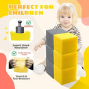 Foam Pit Cubes, 24 PCS 5 Inches Gymnastics Foam Blocks Trampoline Blocks, Multi-Sport Protective Padding for Gymnastics, Trampoline, Parkour, Skate Parks & BMX - Dark Grey & Yellow by TinyTreasures Baby Boutique