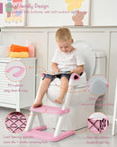 Forbena Girls Potty Training Seat with Step Stool Ladder, Pink Toilet Potty Seat for Baby Girl Toddlers, Kids Chair Stairs with Handles and Soft Cushion (White and Pink) by TinyTreasures Baby Boutique