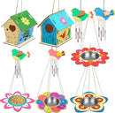 Fennoral 12 Pack Bird House Craft Kit for Kids Make You Own Bird Wind Chime Kit DIY Build and Paint Wooden Birdhouses Bird Feeder Art and Craft for Spring Yard Garden Outdoor Decoration by GreenHaven Gardens