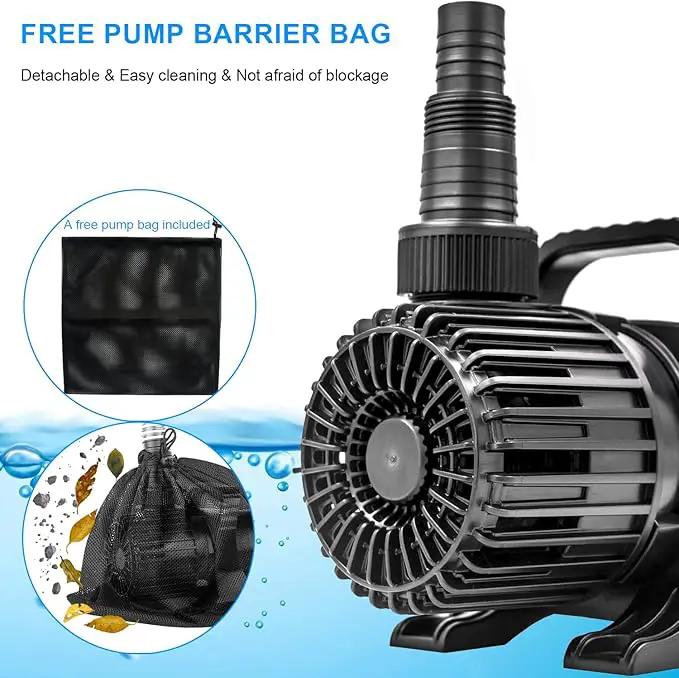 Outdoor 3000gph-155W 32.8FT Pond Water-fall & Kio Fish Fountain-s &Garden Pump Submersible IPX8: Long 32.8FT Cord Smart-er & Quieter Duck & Yard Ponds Pumps, 1 Barrier Pump Bag, photo 3 of 9