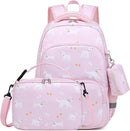 mygreen 3PCS Kids Backpack Set - Waterproof Bookbag with Lunch Box for Girls Ages 3-12, Adorable Cartoon Prints for School & Outdoor Use Pink Dogs by TinyTreasures Baby Boutique