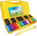 MINIARTIS Glockenspiel Xylophone | 25 Note Colorful Metal Keys Xylophone for Kids | Percussion Musical Instrument | Educational Music Toy Includes Music Songbook, Mallets and Yellow Carry Case by TinyTreasures Baby Boutique