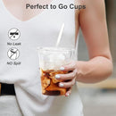 100 Pack - 16 oz Clear Plastic Cups with Lids and Straws, Sturdy & Food Safe Iced Coffee Cups with lids, Disposable Plastic Smoothie Cups for Cold Drinks by TinyTreasures Baby Boutique