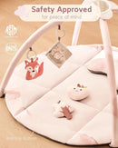 Fortella Baby Play Gym & Activity Mat, Tummy Time Mat w 5 Detachable Toys and Pillow, Large Sensory Playmat for Floor, Newborn Infant Baby Essentials Shower Gift 0-3-6-9-12 Months (Rose Pink) by TinyTreasures Baby Boutique