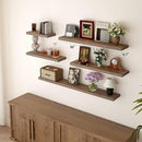BGMG 36 inch Walnut Floating Shelves for Wall Set of 2, Solid Real Wood Rustic Mount Shelves for Living Room Bedroom Kitchen Farmhouse with Sturdy Hidden Bracket-36x 6.7 x1.25 inch by CozyNest Decor
