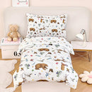 PERFEMET Kids Comforter Sets Twin 4 Pieces Cartoon Woodland Animal Print Bedding for Boys Girls Soft Reversible Bear Deer Forest Theme Children Bedroom Set with Sheets for All Season Use by TinyTreasures Baby Boutique