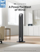 Dreo Tower Fan for Bedroom, 90° Oscillating Fans that Blow Cold Air, 5 Speeds, 4 Modes with 26ft/s Velocity, 12H & 28dB Quiet Timer, Remote, Touch, 40" Standing Floor Fan for Home Office, Black by CozyNest Decor