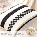 Boho Throw Pillow Covers 18x18 Set of 2 Farmhouse Decorative Cushion Case Striped Square Pillows Cover Chenille Pillow Cases Accent Neutral Pillowcase for Sofa Couch Bed,Black by CozyNest Decor