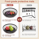 2 Tier Fruit Basket for Kitchen Counter with 2 Banana Hangers, Metal Stackable Fruit Bowl for Kitchen Counter for Bread Vegetable Fruits, Black