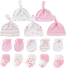 Newborn Baby Boy Girl Caps Mittens Socks Set Cotton Baby Essentials Accessories (Hats+Gloves+Socks) by TinyTreasures Baby Boutique