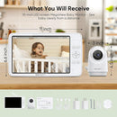 bonoch MegaView Baby Monitor No WiFi, 10" 720p Video Baby Montior with Camera and Audio, Up to Quad Split Screen, 10000mAh Battery, VOX Mode, Remote PTZ, Night Vision, for Multi-Child, Pets, Elderly by TinyTreasures Baby Boutique