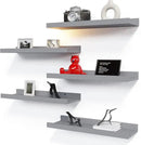 RICHER HOUSE Mounted Shelves for Wall Decor, Modern Picture Ledge Shelf with Lip for Wall Storage Nursery, Bedroom, Living Room, Bathroom - Grey by CozyNest Decor