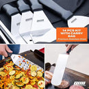 Flat Top Griddle Accessories Set for Blackstone and Camp Chef Griddle - 14 Pieces Set with Griddle Cleaning Kit & Carry Bag! Metal Spatula, Griddle Scraper, Egg Rings for Teppanyaki & Gas Grill by GreenHaven Gardens