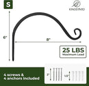 Kingsyard 2-Pack Wall Plant Hanger Outdoor - Heavy Duty Metal Hanging Bracket Hooks for Hanging Plant, Bird Feeders, Lanterns, Wind Chimes Outdoor & Indoor, 8-Inch/Black by GreenHaven Gardens