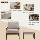 chairus 2 Sets Mid-Century Modern Accent Chairs with Ottoman, Linen Fabric Armchair with Wood Legs Comfy Upholstered Single Sofa Chair for Living Room/Bedroom/Lounge, Beige by CozyNest Decor