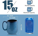 Hasense Porcelain Coffee Mugs Set of 6, 15 Ounce Large Ceramic Coffee Cups Set with Handle for Latte, Tea, Cocoa and Hot Chocolate, Blue Coffee Mugs for Men and Women, Microwave Safe by CozyNest Decor