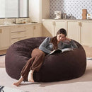Bean Bag Chair 6Ft, Memory Foam Filled, Large Beanbag Chairs for Adults and Teens, Soft Sofa with Removable Flannel Cover, Round Couch for Living Room Bedroom College Dorm (Brown, 6FT-67×67"×24") by CozyNest Decor