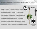 RTZEN Plant Hangers Outdoor or Indoor - Wrought Iron Metal Hanger Indoor Hook - Heavy Duty Wall Bracket Hooks for Hanging Plants Baskets Lanterns Wind Chimes - 2 Pack (Black Axe-Shape Hooks) by GreenHaven Gardens