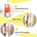 Healing Crystal Suncatchers Hanging Wind Chime Style Garden Suncatcher Rainbow Maker Gold Plated Sun Catcher Decor for Home Indoor Outdoor Gift (RED) by GreenHaven Gardens