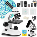 Microscope for Adults and Kids, Science School Laboratory Home Education Biology, 40-2000X High Definition,Easy to Operate,with Phone Holder 10 Specimen Slides 100 Coverslips and Bag for Student by TinyTreasures Baby Boutique