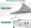 GSlife Expandable Dish Drying Rack - Stainless Steel Capacity Adjustable Over The Sink Rack (10.8''-17.9'') with Sink Mat, Dish Drainer for Kitchen Sink Counter with Utensil Holder, Silver by CozyNest Decor