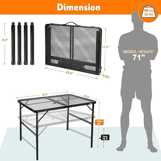 Folding Table, Easy for Storage, Compact and Portable Picnic Table for Grill, Outdoor Camping, Garden, Patio, Dining, BBQ, Party, Market, 3Ft (Medium, Black), photo 3 of 7