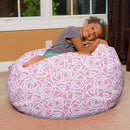 Posh Creations Bean Bag Chair for Kids, Teens, and Adults Includes Removable and Machine Washable Cover, Canvas Roses Pink, 38in - Large by TinyTreasures Baby Boutique