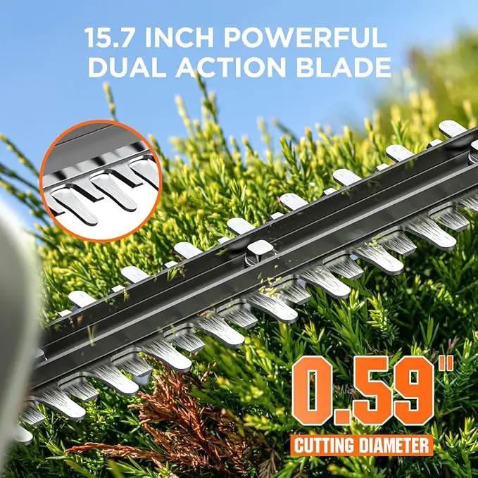 Litheli 20V Cordless Hedge Trimmer 16" (5/8" Cut), Handheld Shrub/Bush Trimmer, Lightweight for Thick Branches & Yard Work,Work with Litheli 20V System (2.5Ah Battery Incl.), photo 3 of 5