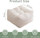 HIGOGOGO Square Stuffed Pouf Ottoman, Corduroy Poufs with Foam Chunk Filling, Furry and Fluffy Pouf Foot Stool Storage Ottoman, 21 X 21 Floor Poufs Foot Rest for Living Room, Beige by CozyNest Decor
