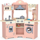 ANPABO Play Kitchen for Kids, Wooden Kitchen Playset w/Real Lights & Sounds, Coffee & Ice Maker, Microwave, Stove, 30Pcs Accessories Include Play Food, Pretend Play Set for Boys & Girls, Pink by TinyTreasures Baby Boutique