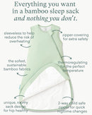 Supersoft Sleep Sack 1.0 TOG, Premium Bamboo Viscose Baby Sleeping Bag 2-Way Zipper Sleep Sack Baby Wearable Blanket by TinyTreasures Baby Boutique