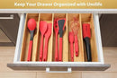 Umilife Expandable Kitchen Drawer Organizer, 2.5" High Bamboo Utensils Silverware Tray, Adjustable Large Deep Wood Organization Holder by CozyNest Decor
